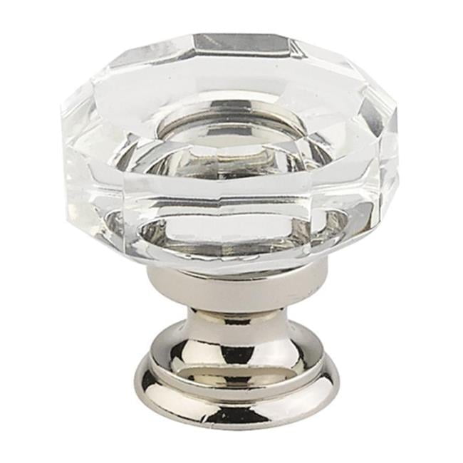 French Antique Brass and Glass Round Cabinet Knob