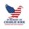thumbnail image 1 of Charlie Kirk Freedom Stickers - 1 Pack of Freedom's Voice Design, Red White Blue Waterproof Vinyl, Memory-Infused TPUSA Tribute for Car Windows, Bumpers, Laptops and Water Bottles, 1 of 6