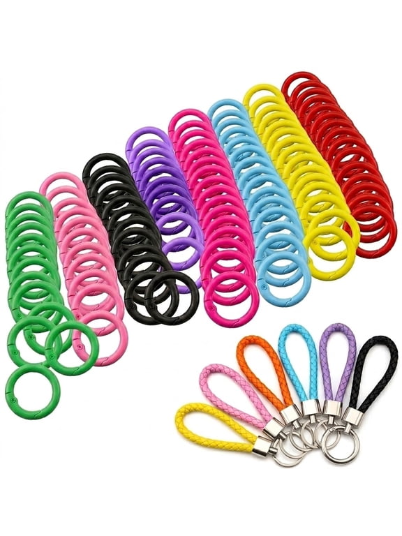 86Pcs Metal Carabiner Clips with O Rings, Colorful Keychain Clips, Spring Snap Hooks Key Ring Clips for DIY Keychains, Bag Charms, Handbags, Purses & Crafts
