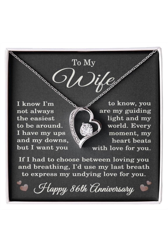 86th Anniversary Necklace for Wife from Husband 86 Years Anniversary Jewelry for Her Women Forever Love Pendant
