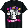 thumbnail image 1 of 86th Blessed By God 86 Years Old Birthday Cake With Numbers T-Shirt, 1 of 5