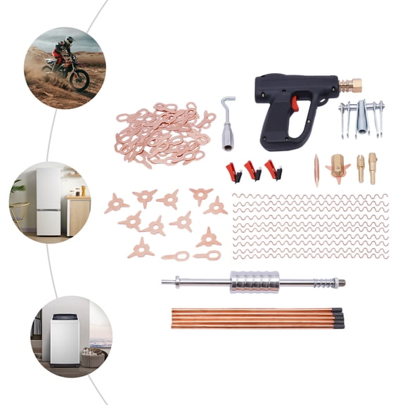 86x Stud Welder Dent Puller Kit Spot Welding Gun Pulling Hammer Repair Tool Kit 21.25*17.32