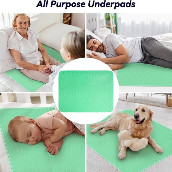 86x132cm Heavy Duty Waterproof Bed Pads, 4-Layer Underpads for Incontinence, Extra Absorbent Quick-Dry Washable Reusable