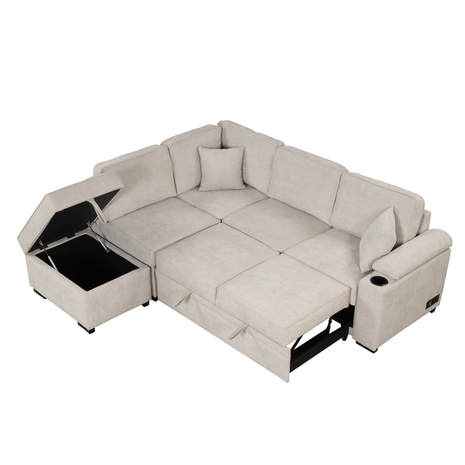 Sectional couch pull out ottoman deals