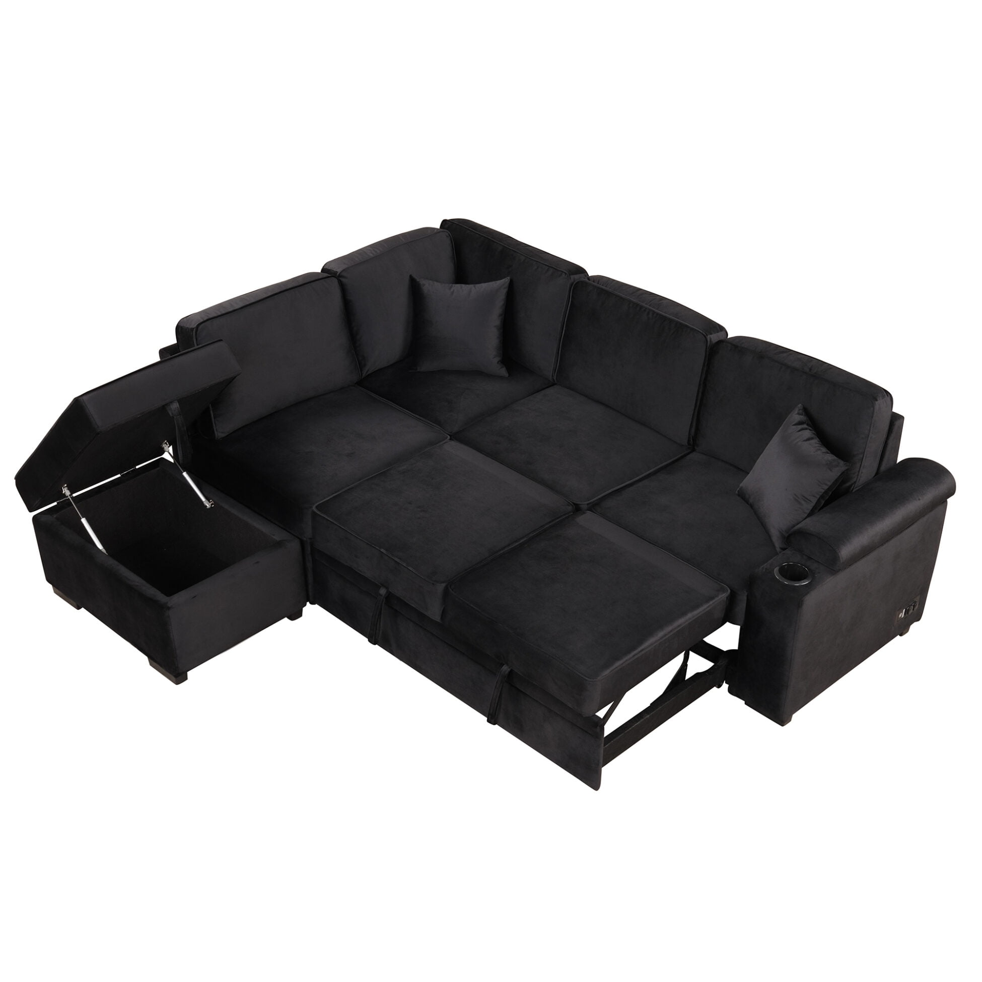 87.4" Sleeper Sofa Bed,2 in 1 Pull Out Sofa Bed with Storage Ottoman,L