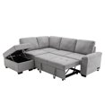 thumbnail image 1 of Velvet Modern Sectional Couch with Pull Out Bed, L Shaped Sleeper Sofa with Storage Ottoman, Hidden Storage Arm and Charging Ports, Pull Out Corner Couch for Living Room, Gray, 1 of 8