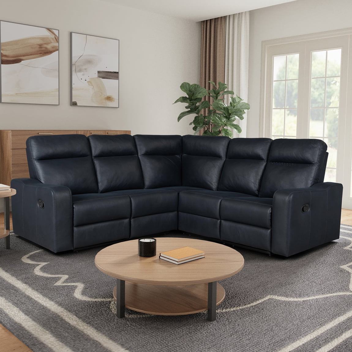 Black modern leather chaise couch single recliner chair sofa furniture 87 discount