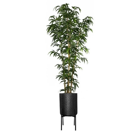 87.5" Tall Bamboo, Natural W/Eco Planter & Chevron planter