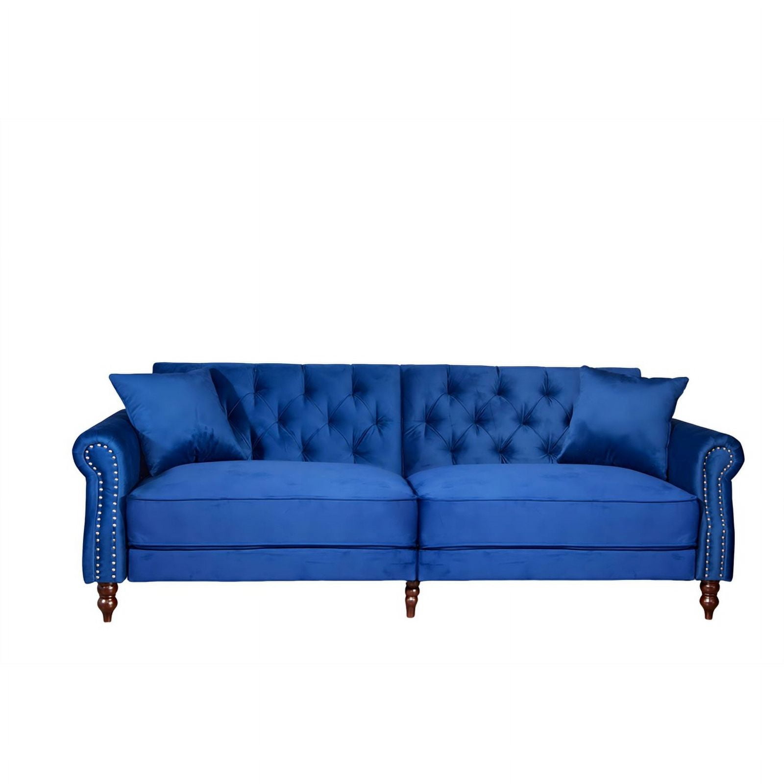 87.8'' Convertible Blue Velvet Sofa Bed Sleeper