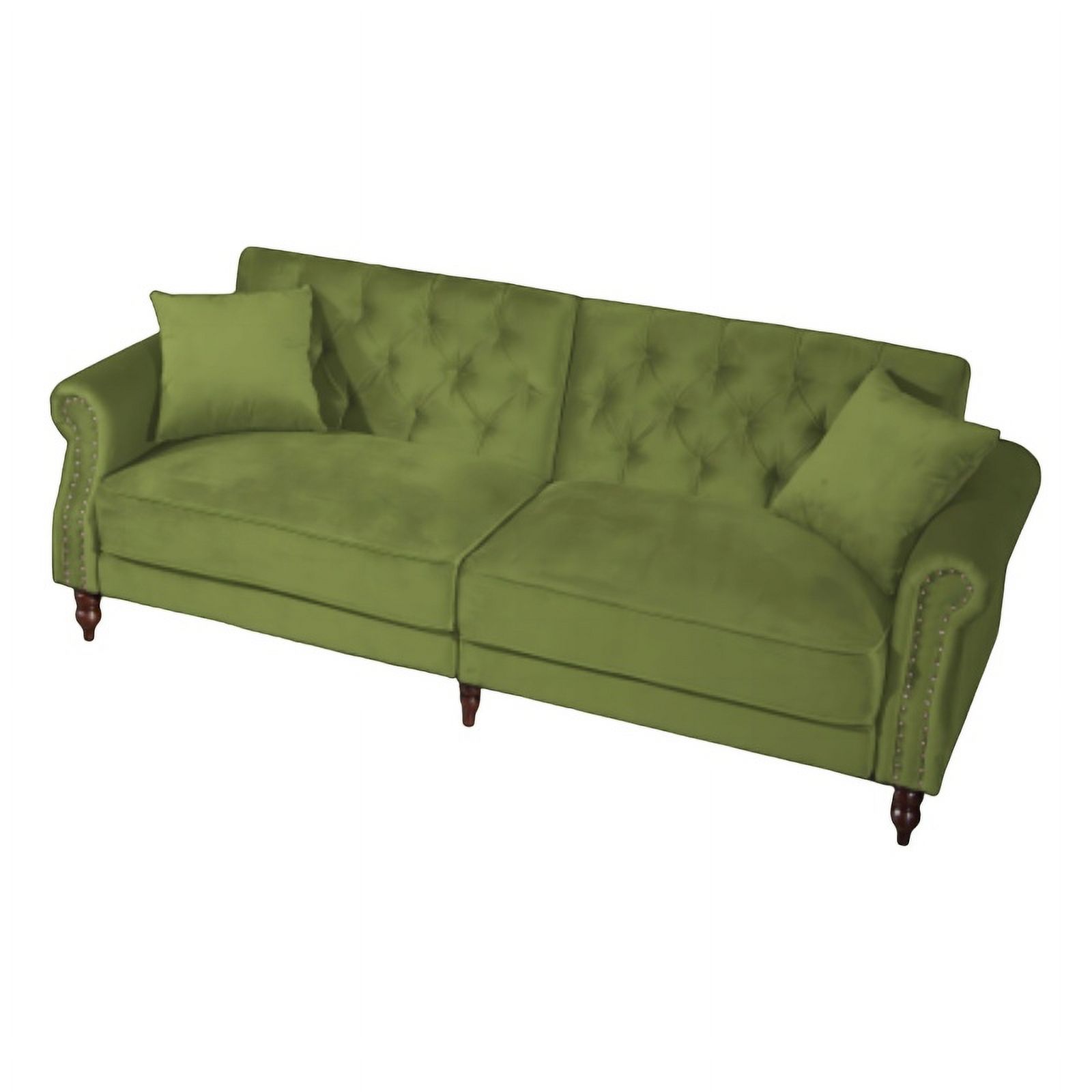 87.8'' Convertible Green Velvet Sofa Bed Sleeper