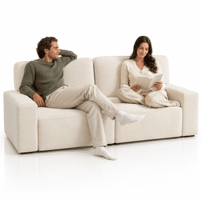 AAQZ 87" Comfy Sofa for Living Room, 3 Seater Chenille Fabric Couch for Small Space, Beige