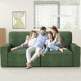 thumbnail image 1 of AAQZ 87" Comfy Sofa for Living Room, 3 Seater Chenille Fabric Couch for Small Space, Green, 1 of 12