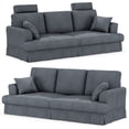 thumbnail image 1 of 87.5" Corduroy Sofa Couch for Living Room, AAQZ 3 Seater Sofa in a Box, Headrest, 2 Pillows,Gray, 1 of 11