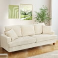 thumbnail image 1 of 87" Corduroy Sofa,3 Seater Sofa with Extra Deep Seats,Neche Comfy Upholstered Couch for Living Room,2 Pillows,Beige, 1 of 11