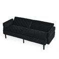 thumbnail image 1 of 87" Futon Couch Sofa Bed,Velvet Convertible Folding Futon Sofa, Oversized Loveseat, Modern Sofa Couch with Adjustable Armrests Backrests,Comfy Memory Foam for Living Room,Apartment,Dorm, Black, 1 of 9
