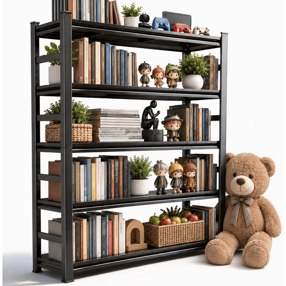 72''H x 36''W x 16''D Metal Plant Stand Indoor Outdoor with Fences,Adjustable 5-Tier Shelf,Industrial Garage Shelving Unit,Plant Shelves for Living Rooms,Warehouse,Kitchen,Basement,Garden,Balconies