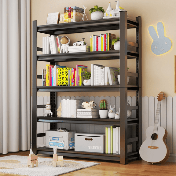 72''H x 36''W x 16''D Storage Shelving Unit with Fences,5-Tier Adjustable,3000 lbs Garage Shelves Metal Organizer Utility Rack for Kitchen Pantry Basement Bathroom Laundry Shop Plant Shoes Book