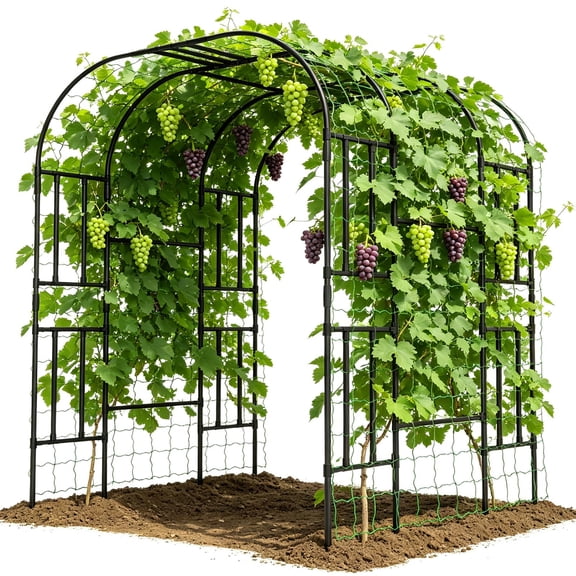 87 H x 59 L Garden Arch Trellis Metal Trellis for Climbing Plants Large Plant Support Archway for Vine Vegetable Fruit Flower Outdoor Yard Lawn Tunnel
