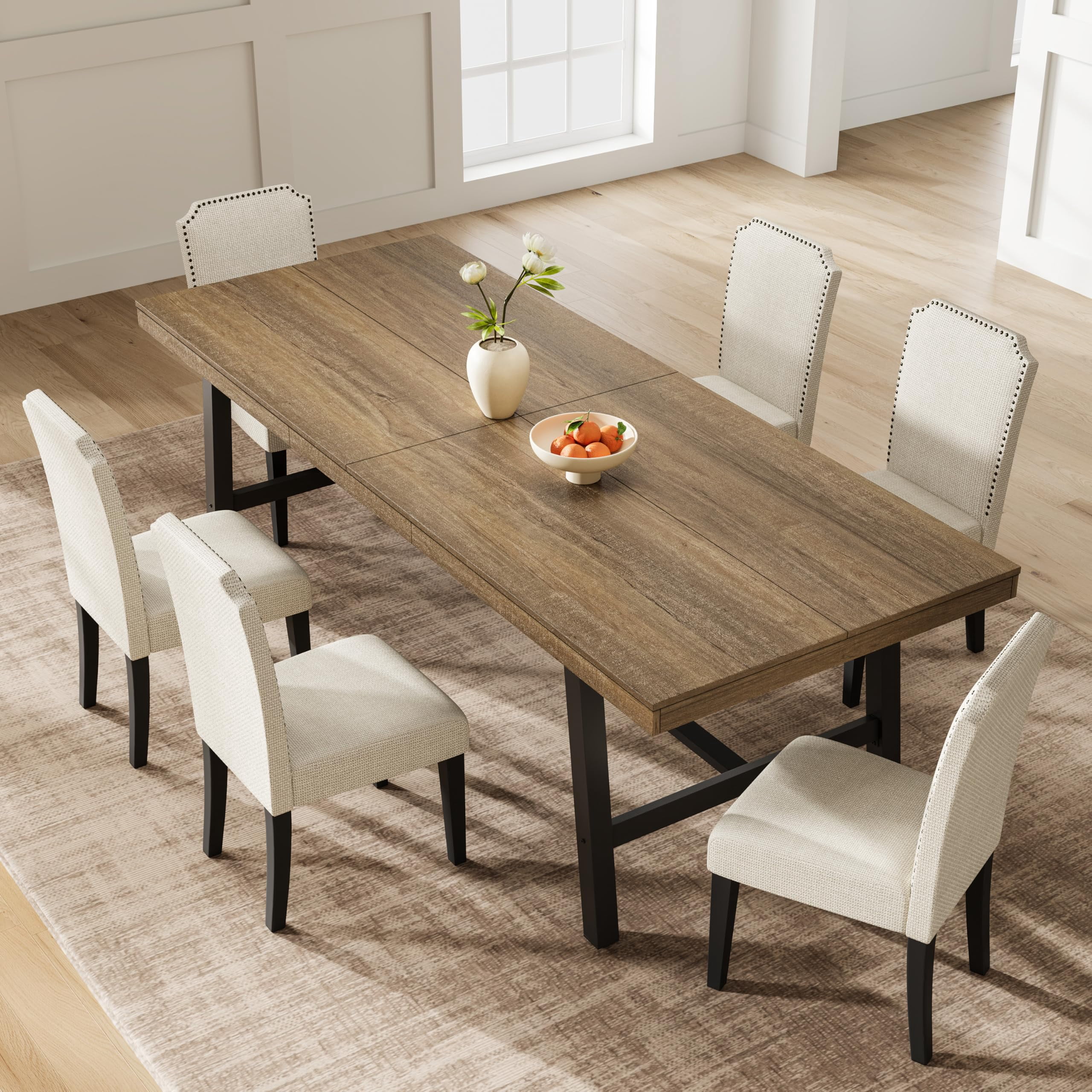 87" Industrial Farmhouse Dining Table for 8-10 – Extra-Large Rustic ...