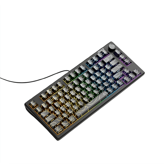 87-Key RGB Mechanical Keyboard with Volume Knob, Ergonomic Design, 1 Pack