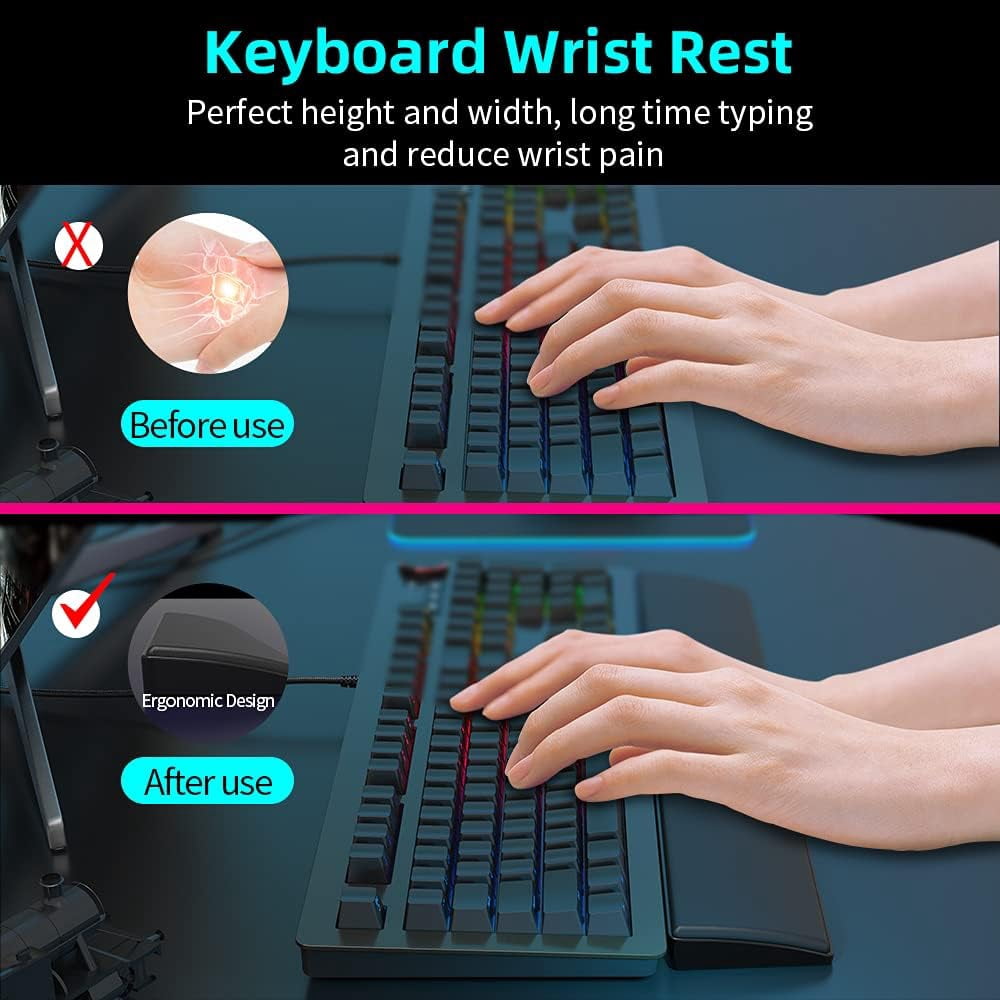 87 Keys Anti Slip Office Gaming Keyboard Wrist Rest Support Pad (White ...