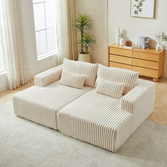 87" Large Oversized Sectional Lounge Chaise in Cloud Plush, No Assembly Required, Backrest Pillow for Head Support