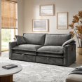 thumbnail image 1 of 87" Modern Sofa 3-Seater Couch with Storage and Double Cushion, Easy to Assembly, Dark Gray, 1 of 8
