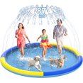 thumbnail image 1 of 87" Non-Slip Splash Pad for Kids and Dog, Thicken Sprinkler Pool Summer Outdoor Water Toys, Extra Large Backyard Wading Pool for Children Boys & Girls or Pet Dog (Blue&Yellow), 1 of 7