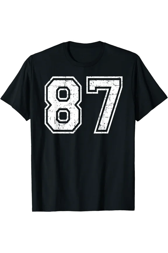 87 Number Eighty-Seven Team Sports Grunge Varsity Matching T-Shirt