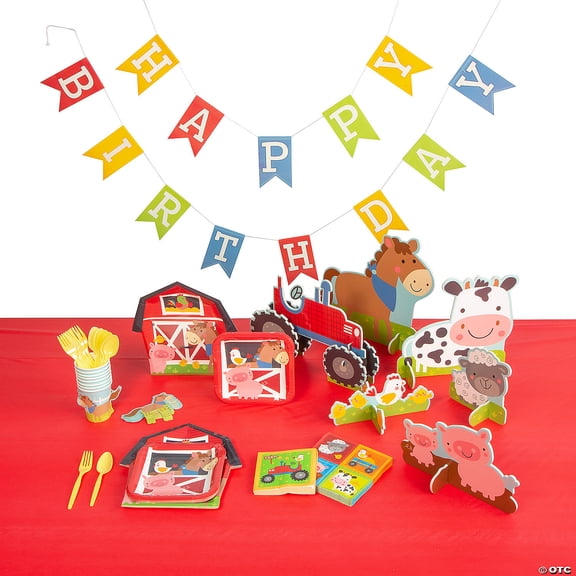 87 Pieces Farm Party Tableware Kit for 8 Guests