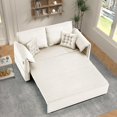 thumbnail image 1 of 87" Pull Out Sofa Bed, Convertible Sleeper Sofa with Adjustable Backrest & Storage - Beige, 1 of 6