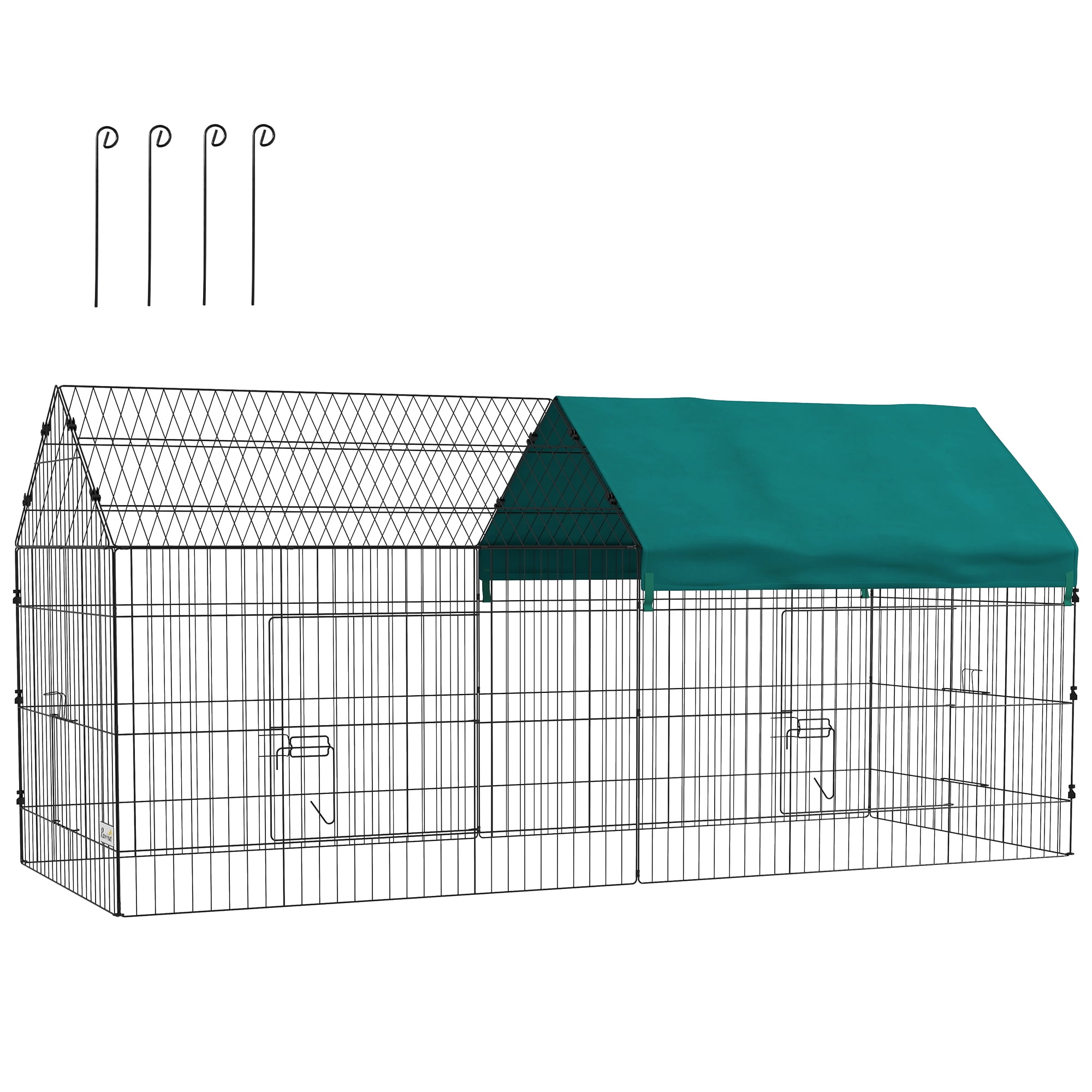 87" Small Animal Playpen, Pet Playpen Yard Fence for Rabbits, Chicken, Chinchillas with Roof for Indoor & Outdoor, Green