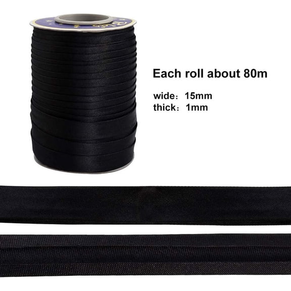 87 Yard Fold Bias Tape Polyester Ribbon 1/2 Inch Bias Tape Black Polyester Ribbon