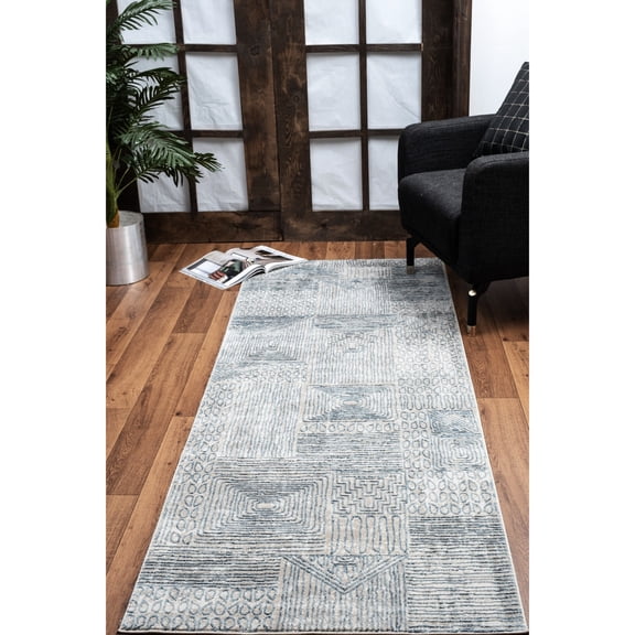 Soft and Stain Resistant 87 in. Blue Rug - Ideal for Home Use