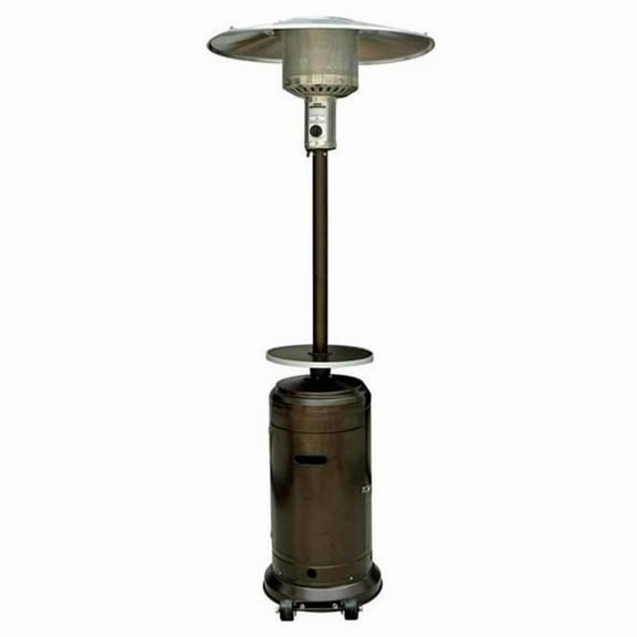 87 in. Tall Hammered Bronze Patio Heater With Table