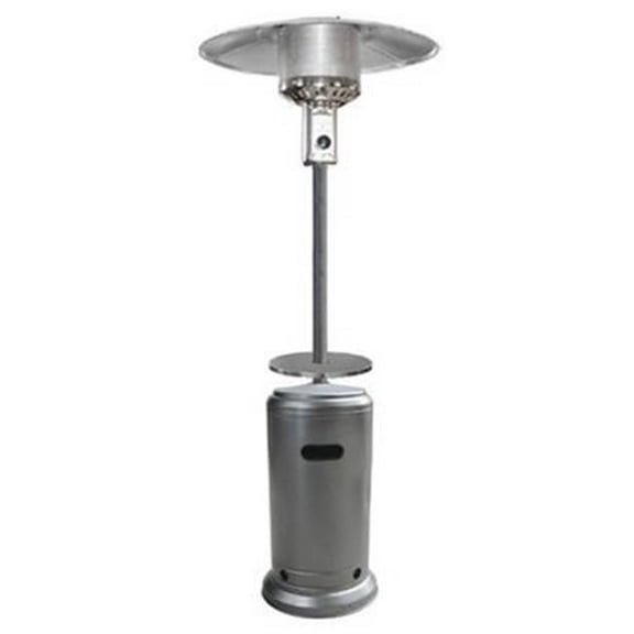 87 in. Tall Hammered Silver Patio Heater With Table