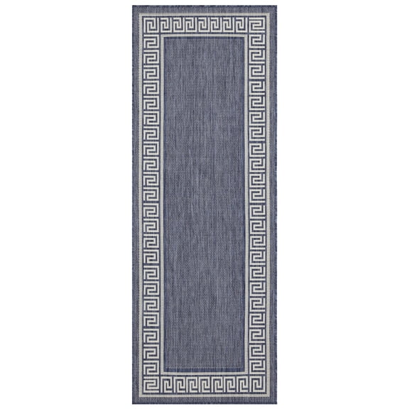 87 in. x 31 in. Blue Polypropylene Area Rug - Suitable for Entryways and Under Furniture, Stain-Resistant