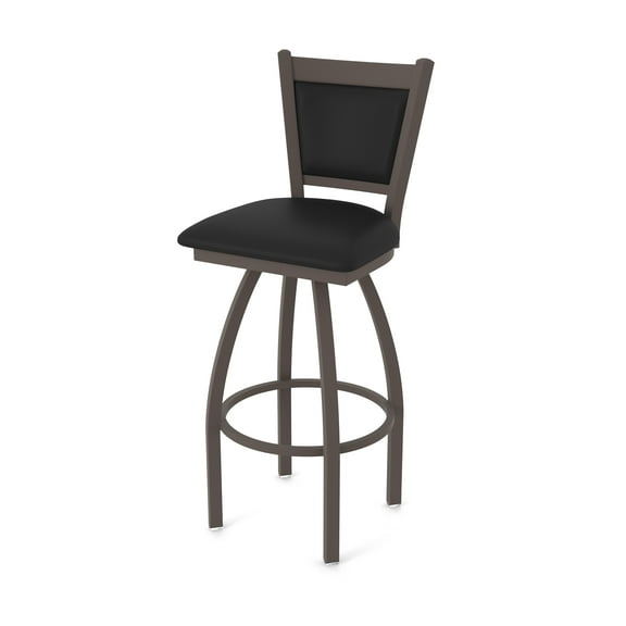 870 Hadleigh 25" Swivel Counter Stool with Bronze Finish and Black Vinyl Seat and Back