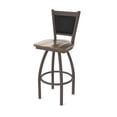 thumbnail image 1 of 870 Hadleigh 25" Swivel Counter Stool with Bronze Finish and Dark Maple Seat and Black Vinyl Back, 1 of 5