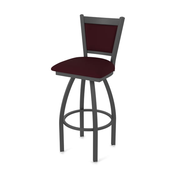 870 Hadleigh 25" Swivel Counter Stool with Pewter Finish and Canter Bordeaux Seat and Back
