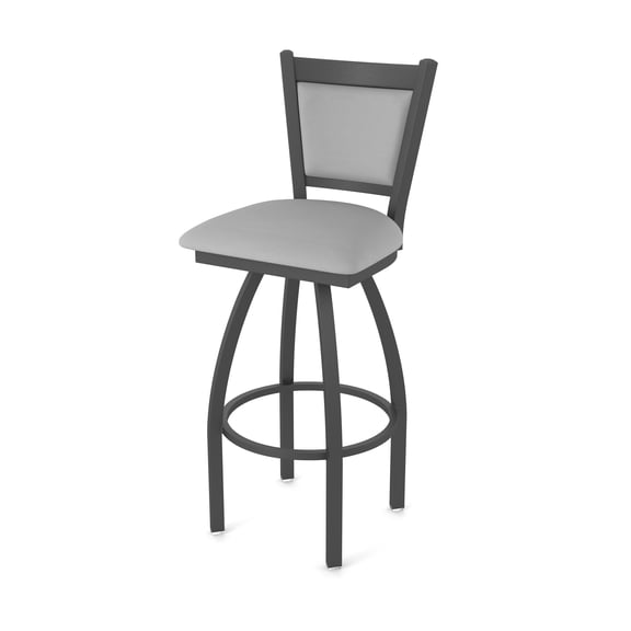870 Hadleigh 25" Swivel Counter Stool with Pewter Finish and Canter Folkstone Grey Seat and Back