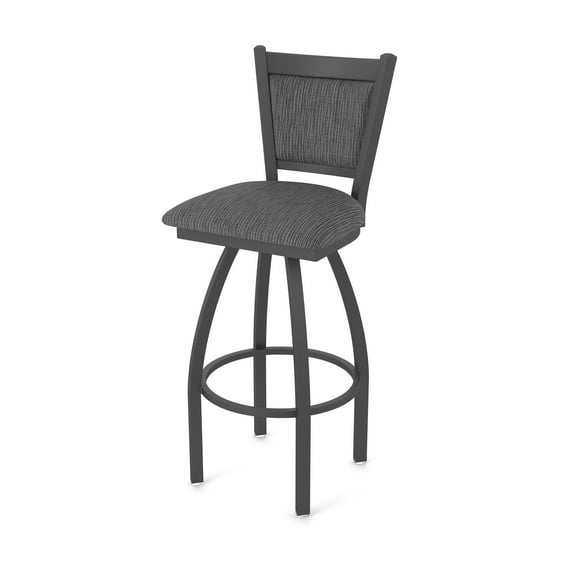 870 Hadleigh 25" Swivel Counter Stool with Pewter Finish and Graph Coal Seat and Back