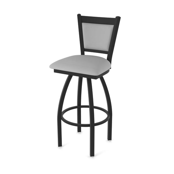 870 Hadleigh 30" Swivel Bar Stool with Black Wrinkle Finish and Canter Folkstone Grey Seat and Back
