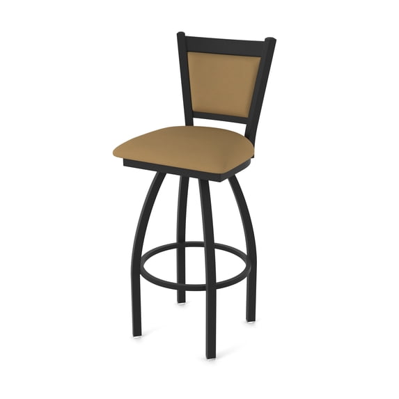 870 Hadleigh 36" Swivel Bar Stool with Black Wrinkle Finish and Canter Saddle Seat and Back