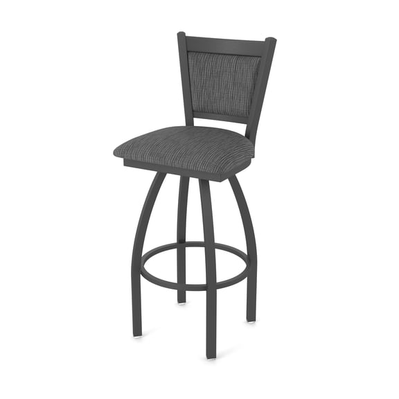 870 Hadleigh 36" Swivel Bar Stool with Pewter Finish and Graph Coal Seat and Back