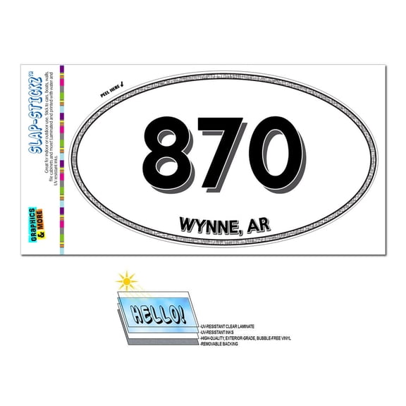 870 - Wynne, AR - Arkansas - Oval Area Code Sticker