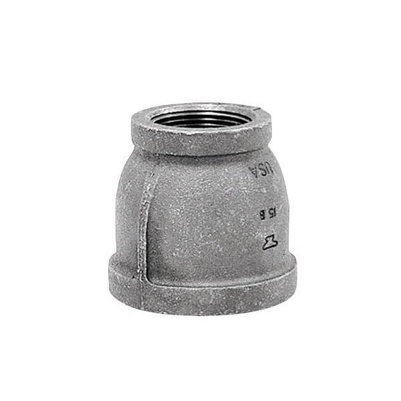 Anvil 8700134151, Malleable Iron Pipe Fitting, Reducer Coupling, 3/4" x 1/2" NPT Female, Black Finish