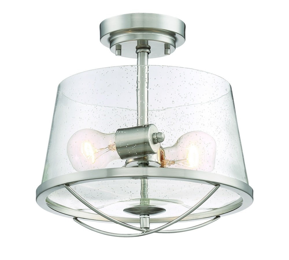 Darby Satin Platinum Glass Semi-Flush Mount Ceiling Light