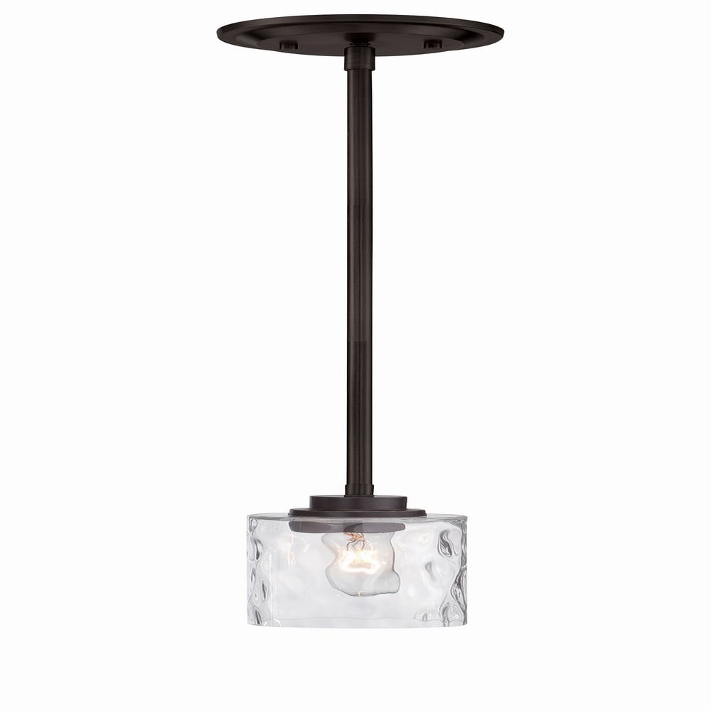 Gramercy Park Old English Bronze Mini Pendant with Blown Hammered Glass