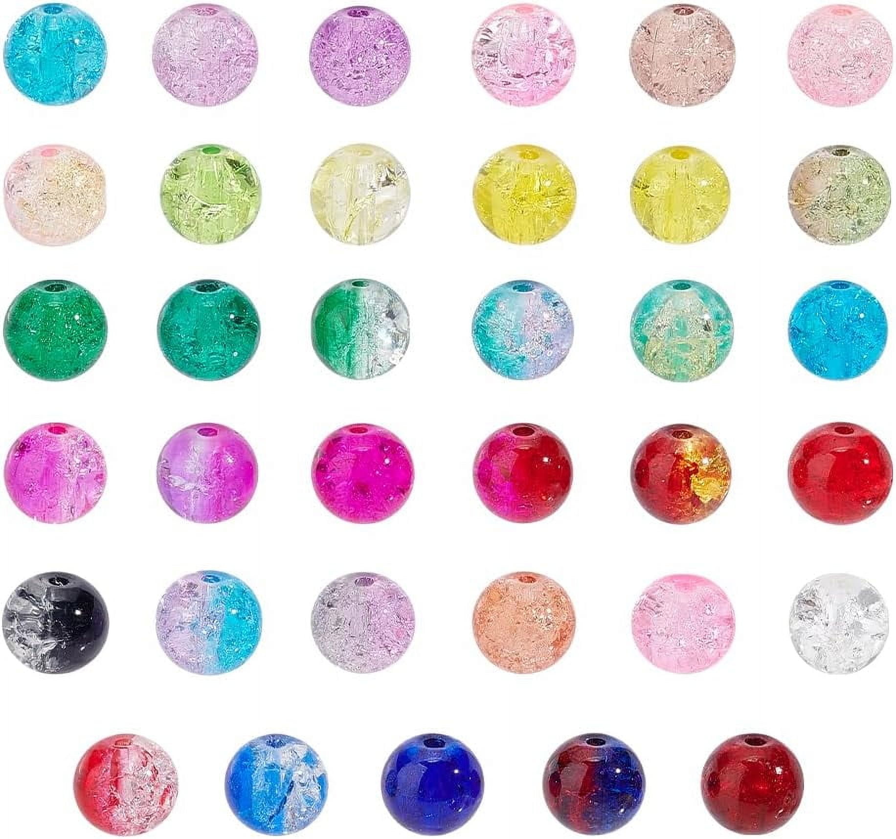 About 875 Pcs 35 Colors Spray Painted Glass Beads Transparent Colorful Beads Round Loose Spacer Beads for Bracelets Necklaces Jewelry Making Craft Projects